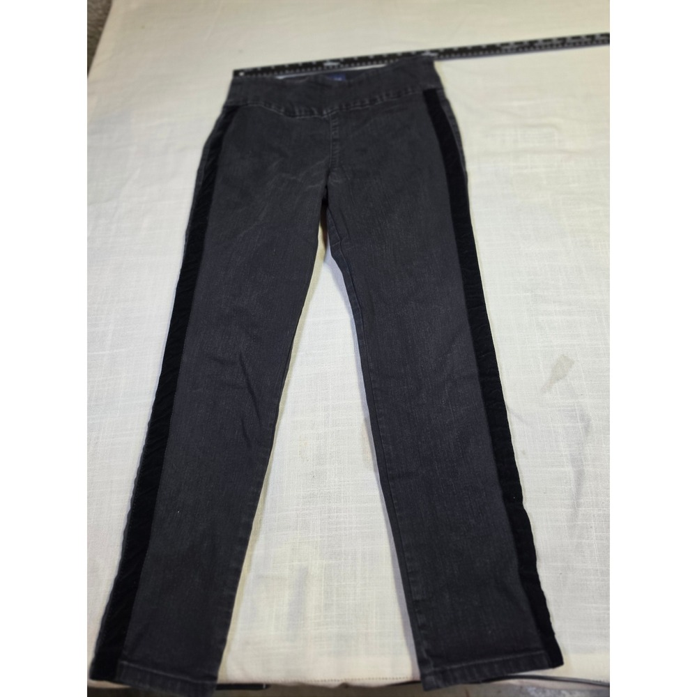 Charter Club Cambridge Skinny Ankle Jeans Gray Velvet Stripe Pull On Womens 4